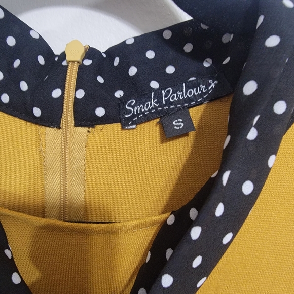 Smak Parlour ModCloth Mustard and Polka Dot Retro Dress Small - Picture 5 of 7